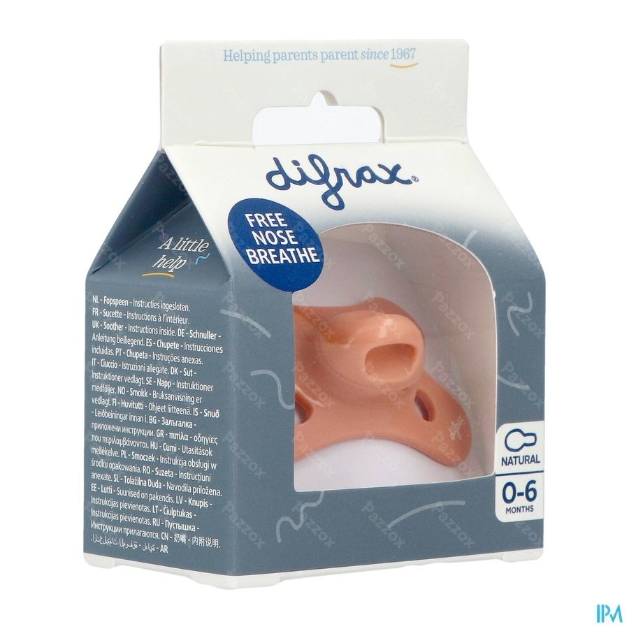 Difrax Sucette Natural 0-6m Uni Peachy