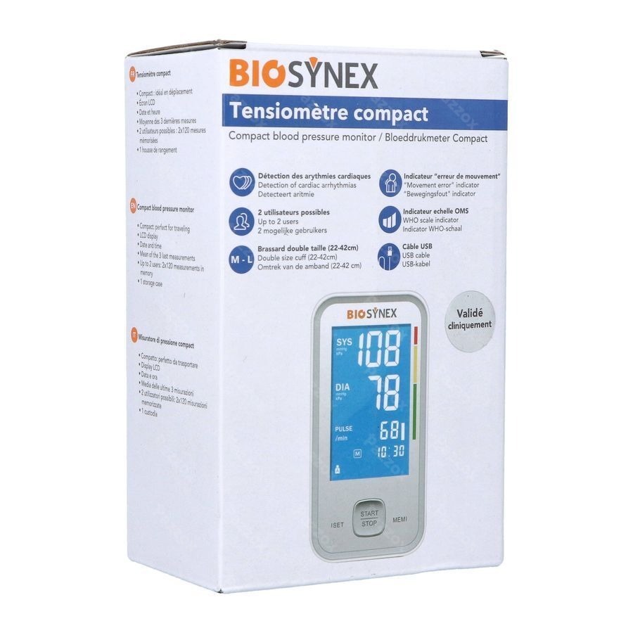 Norm krijgen Drank Biosynex Bloeddrukmeter Bovenarm Compact kopen - Pazzox