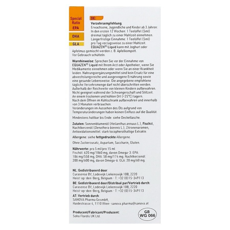 EquaZen Omega 3 & 6 Vetzuren Vloeibaar Citrus 200ml