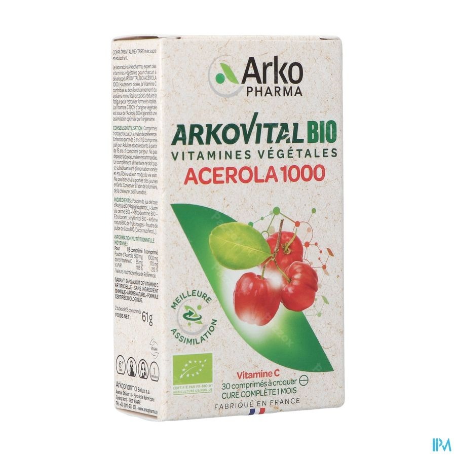 Arkovital Acerola 1000 Bio 30 Comprimés à Croquer 