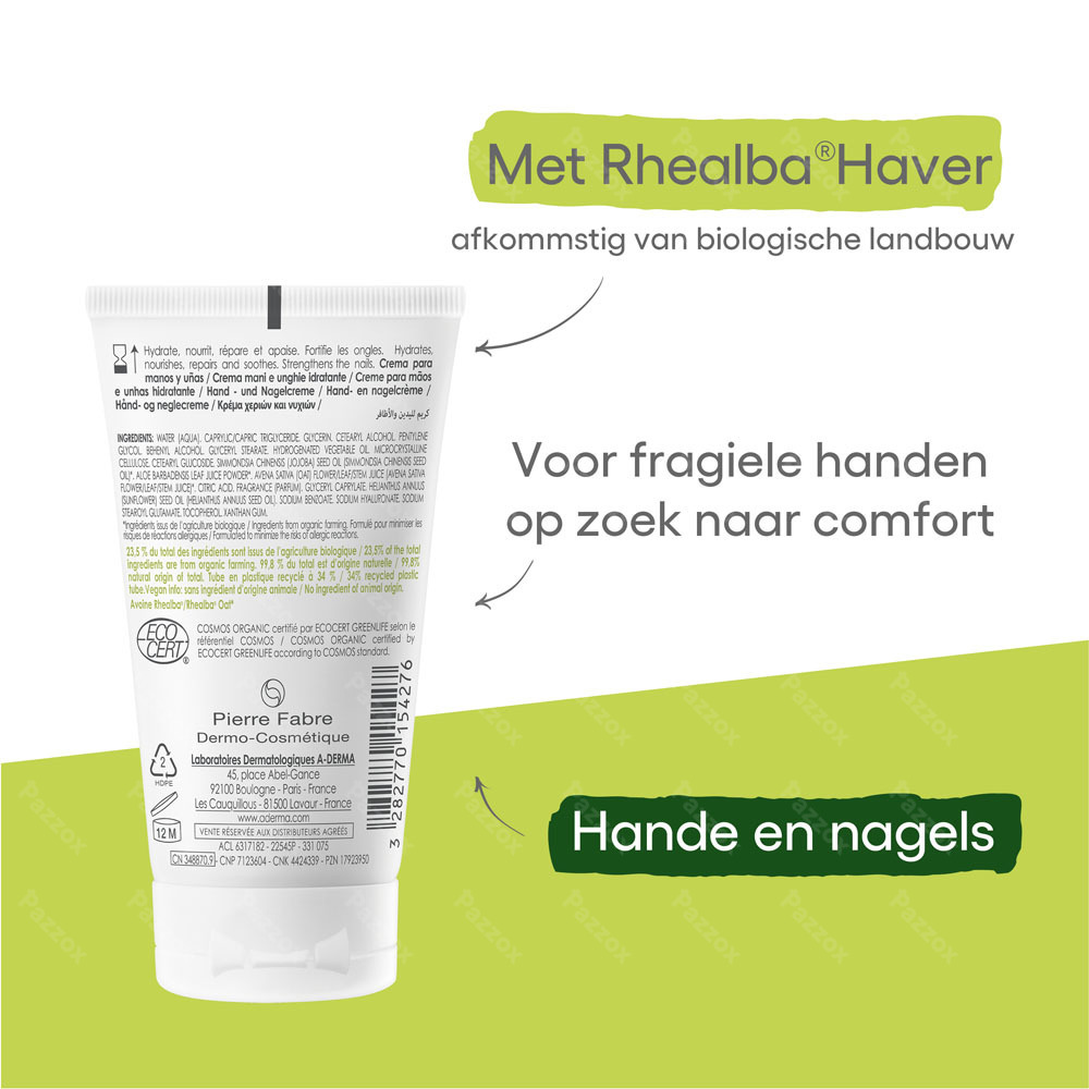 A-Derma Hydraterende Hand- en Nagelcrème Havermelk 50ml