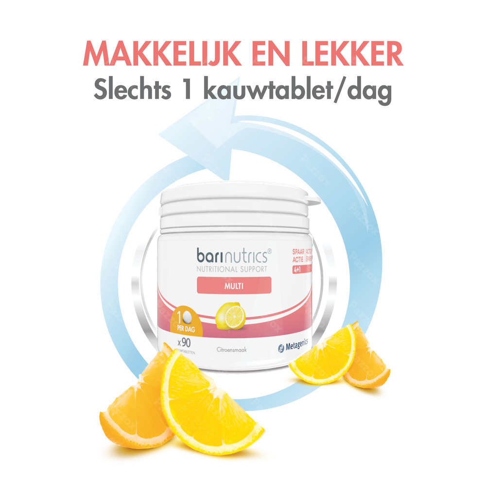 BariNutrics Multi Citroensmaak 90 Kauwtabletten