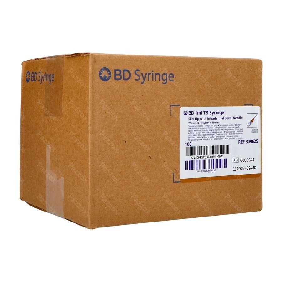 Bd Luer Slip Tip Spuit 1ml+nld 26g 3/8'' Ster 100