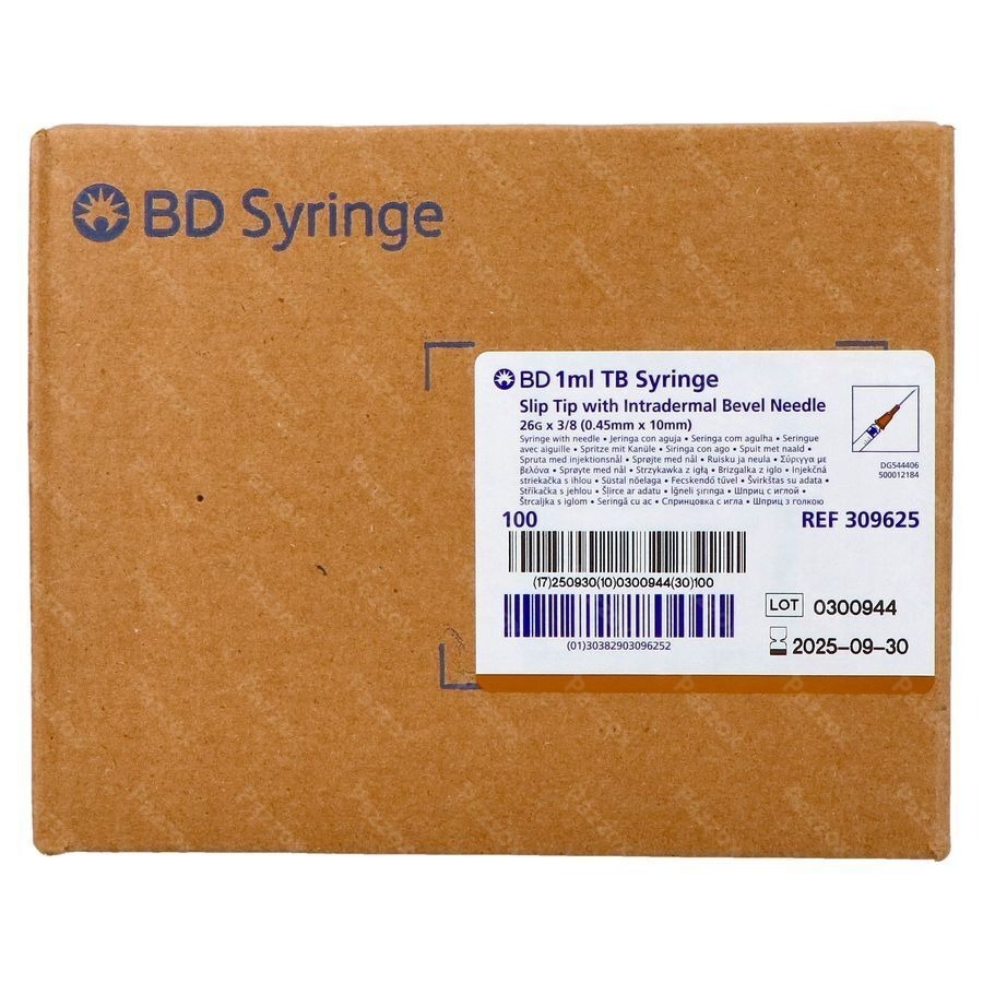 Bd Luer Slip Tip Spuit 1ml+nld 26g 3/8'' Ster 100