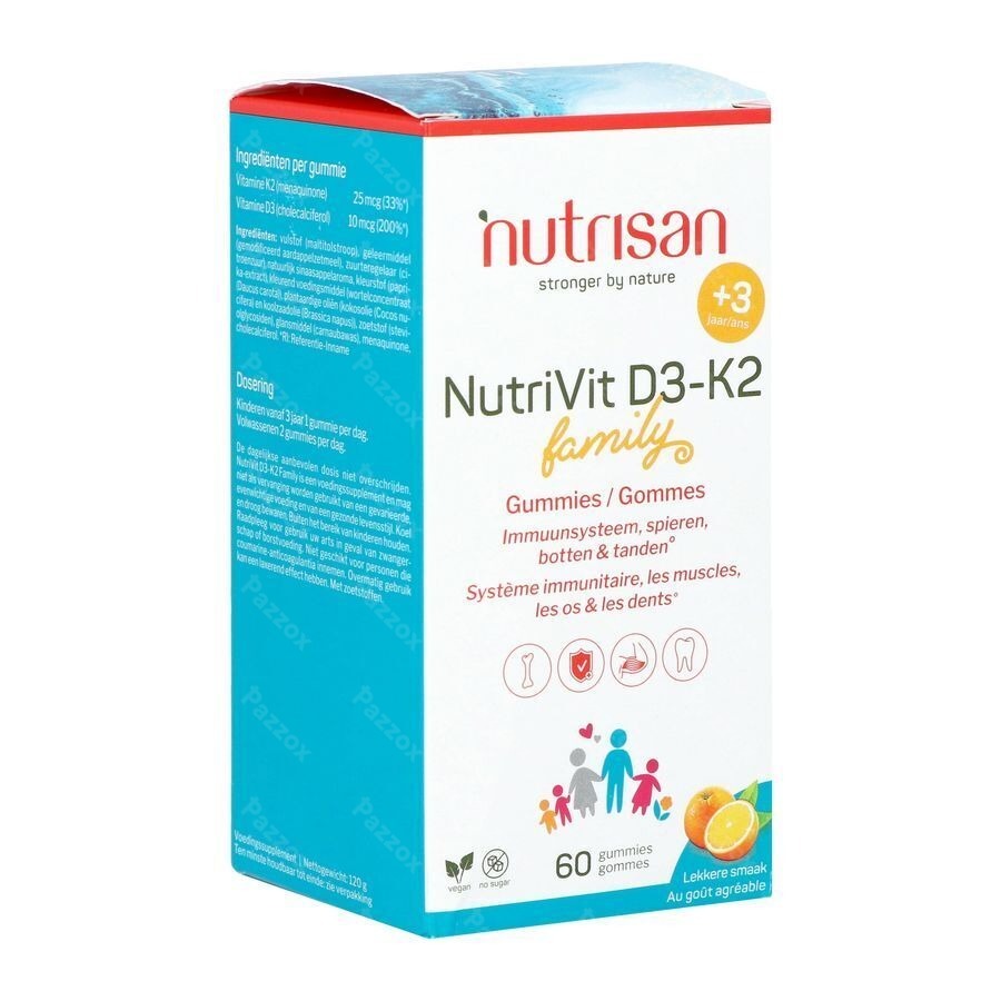 Nutrisan Nutrivit D3 400 IU + K2 25µg Family 60 Gummies