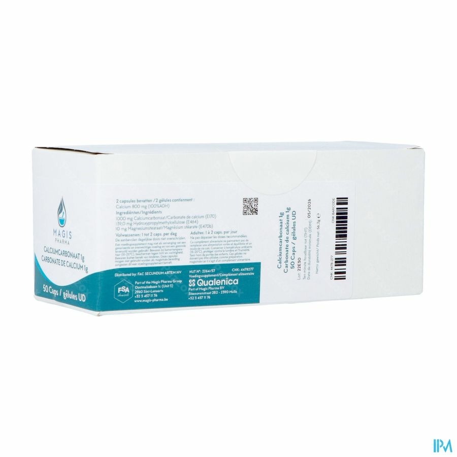 Calcium Carbonate 1g Comp 50 Magis