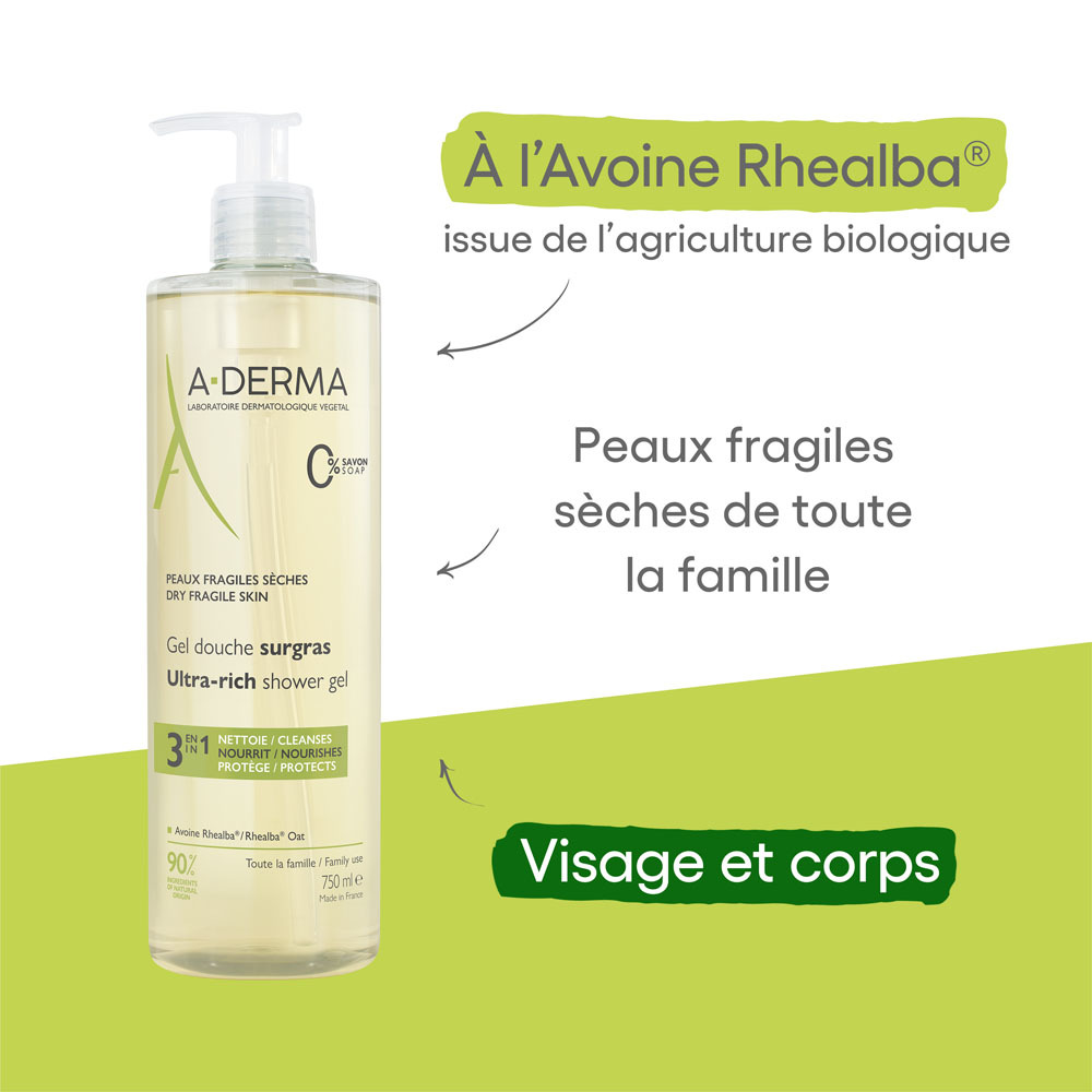 A-Derma Gel Douche Surgras 750ml
