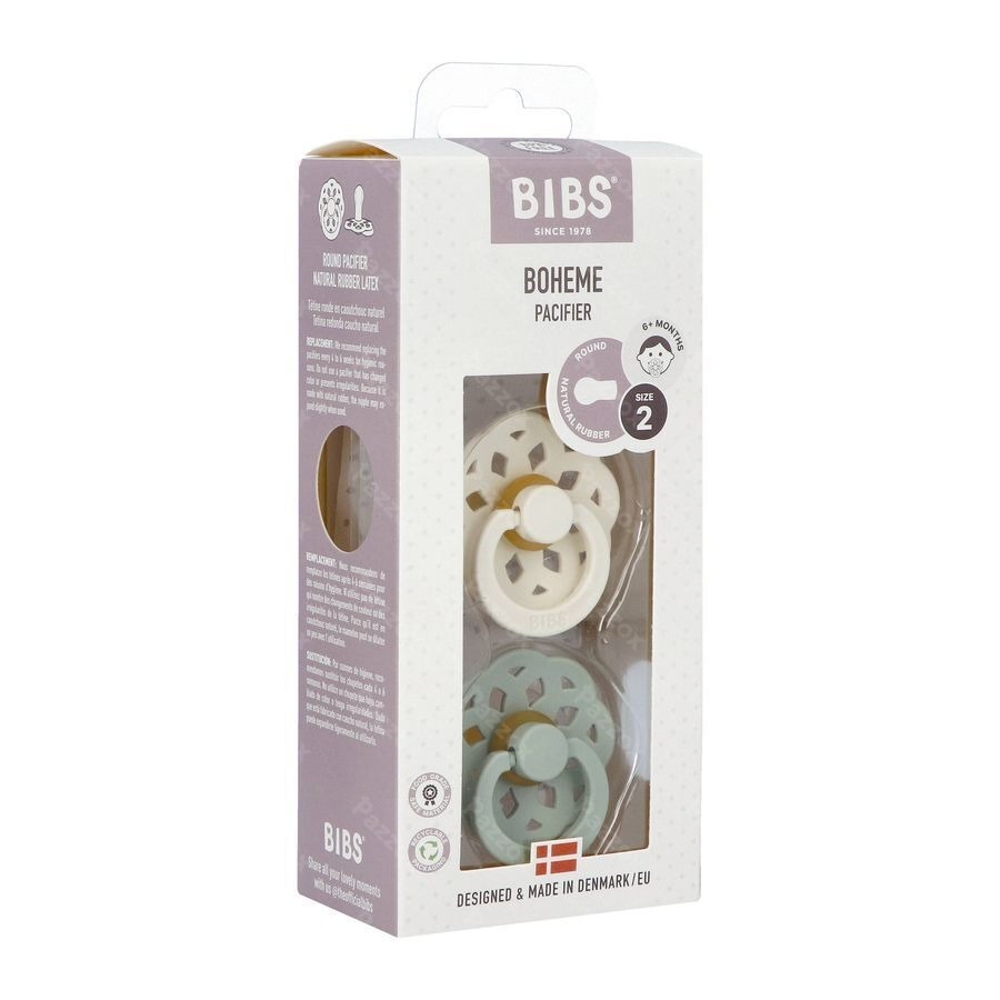 Bibs 2 Fopspeen Boheme Duo Sage/ivory 2