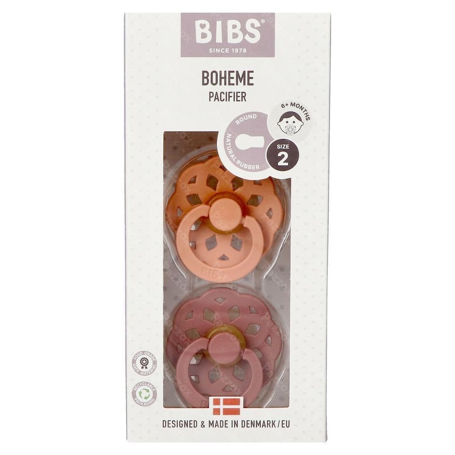 Bibs 2 Sucette Boheme Duo Peach/woodchuck 2