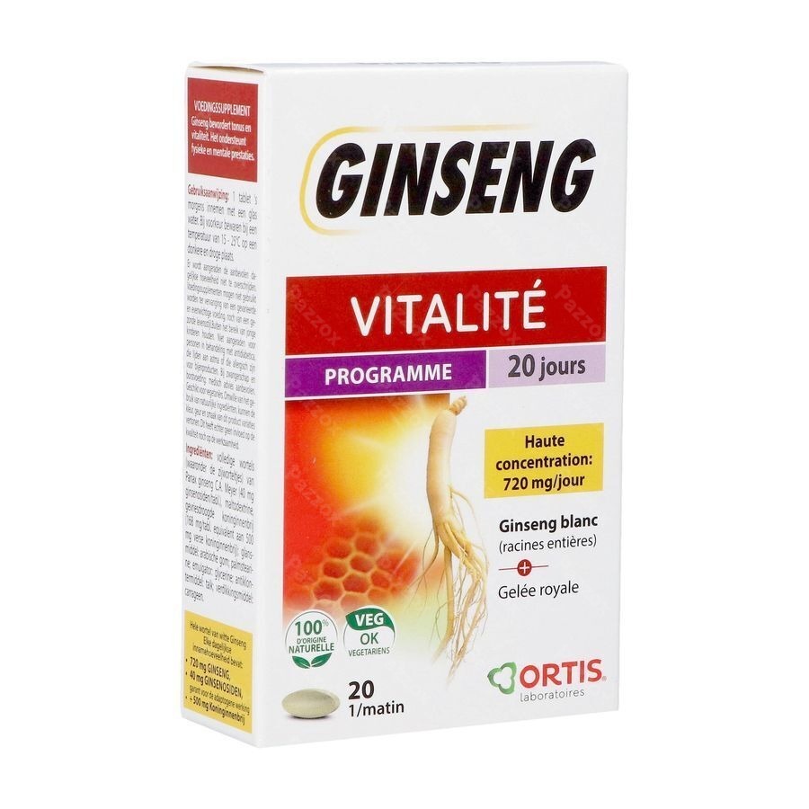 Ortis Vitalite Ginseng 20 Comprimées