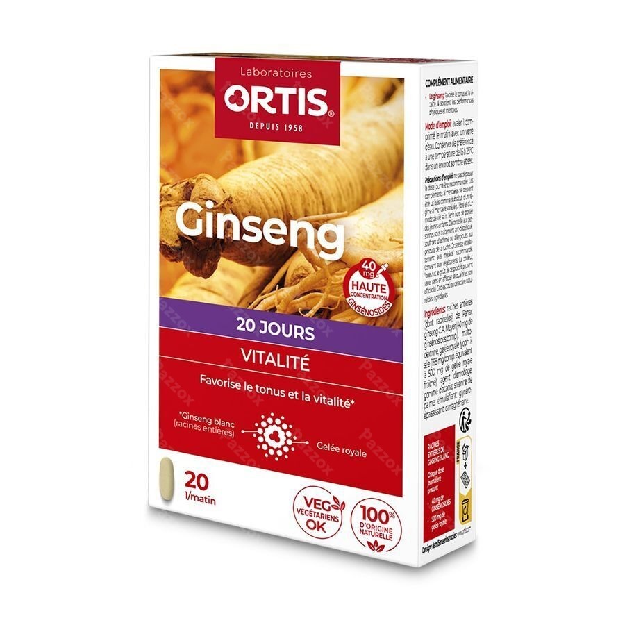 Ortis Vitalite Ginseng 20 Comprimées