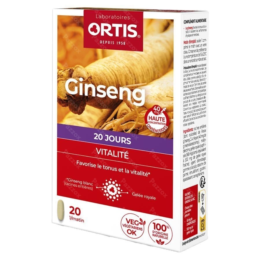 Ortis Vitalite Ginseng 20 Comprimées