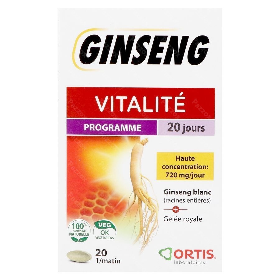 Ortis Vitalite Ginseng 20 Comprimées