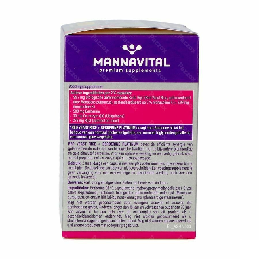 Mannavital Red Yeast Rice+berberine Plat.v-caps 60
