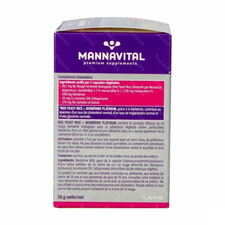 Mannavital Red Yeast Rice+berberine Plat.v-caps 60