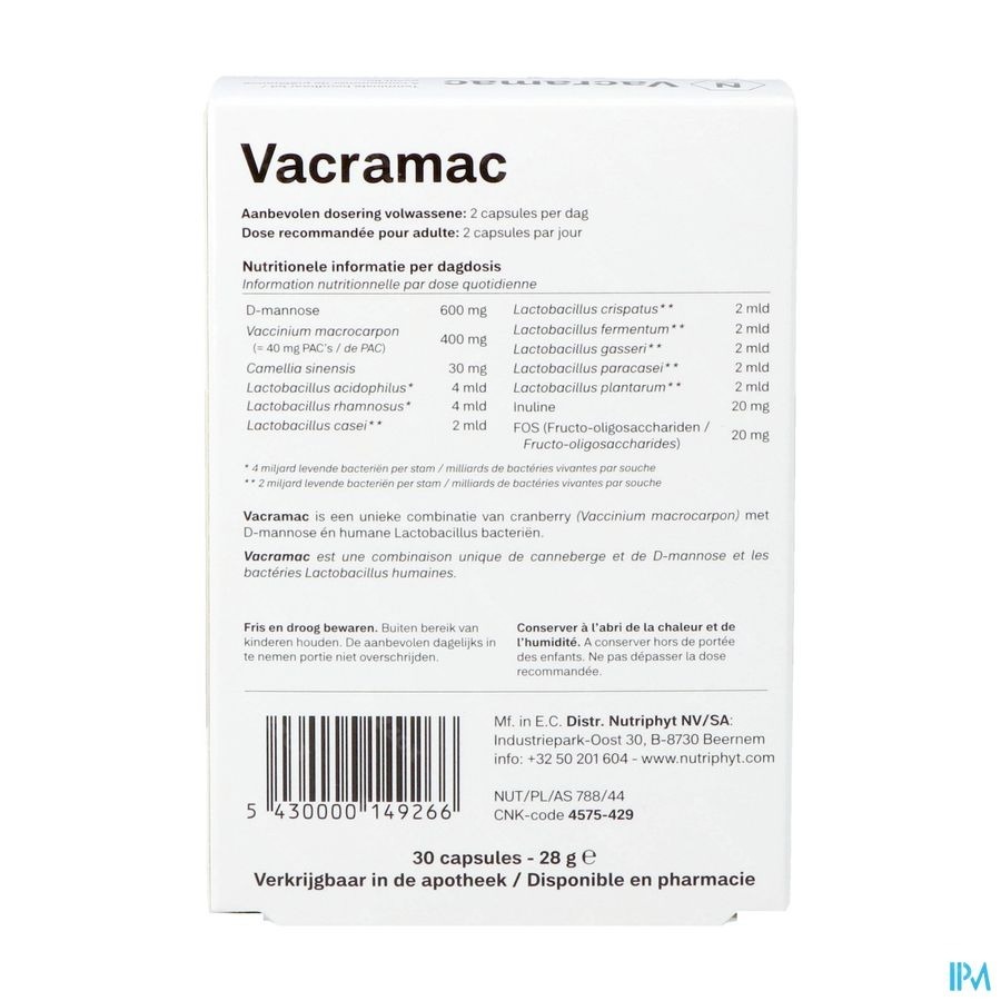 Vacramac 30 Caps 3x10 Nutriphyt