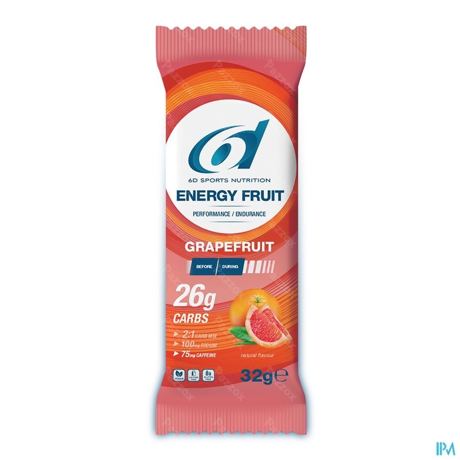 6d Energy Fruit + Caffeine Grapefruit 12x32g