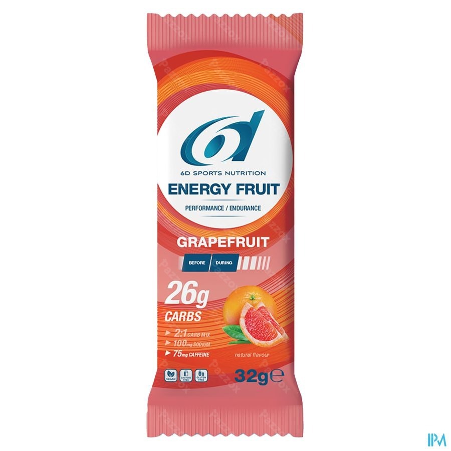 6d Energy Fruit + Caffeine Grapefruit 12x32g