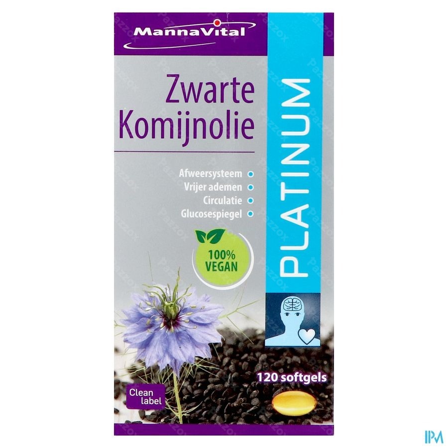 Mannavital Zwarte Komijnolie Platinum Softgels 120