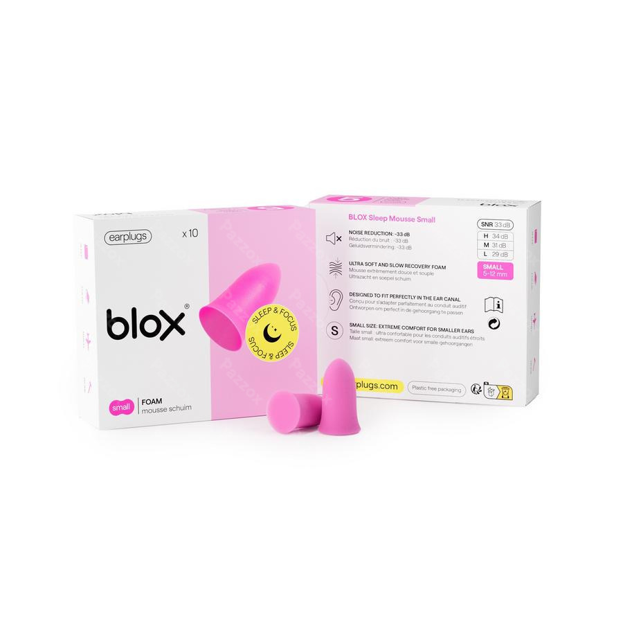 Blox Sleep Mousse Small Rose 5 Paires Boules Quies - Pazzox