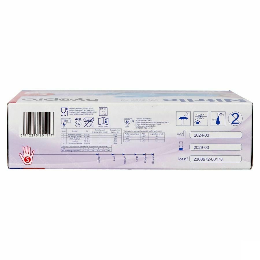 Pharmex Gants Nitril Bleu S/poudre S 100