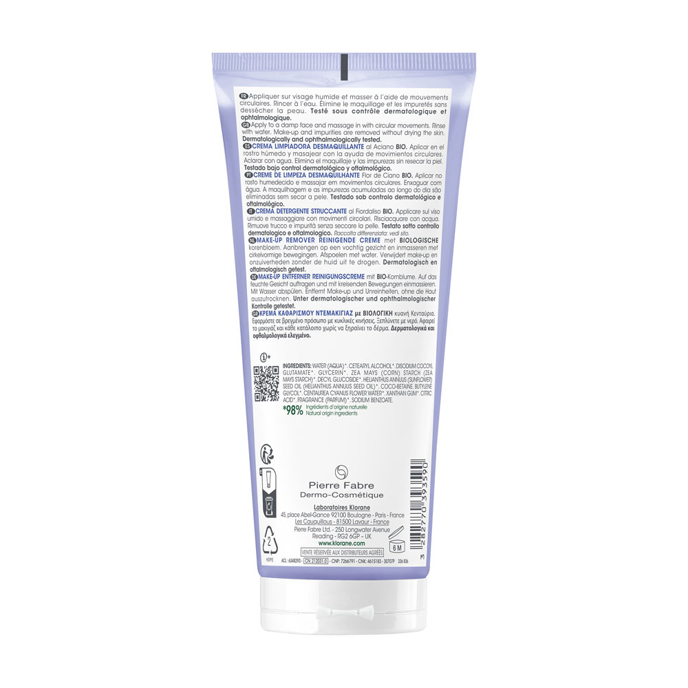 Klorane Gezicht Make-up Remover Korenbloembio 200ml