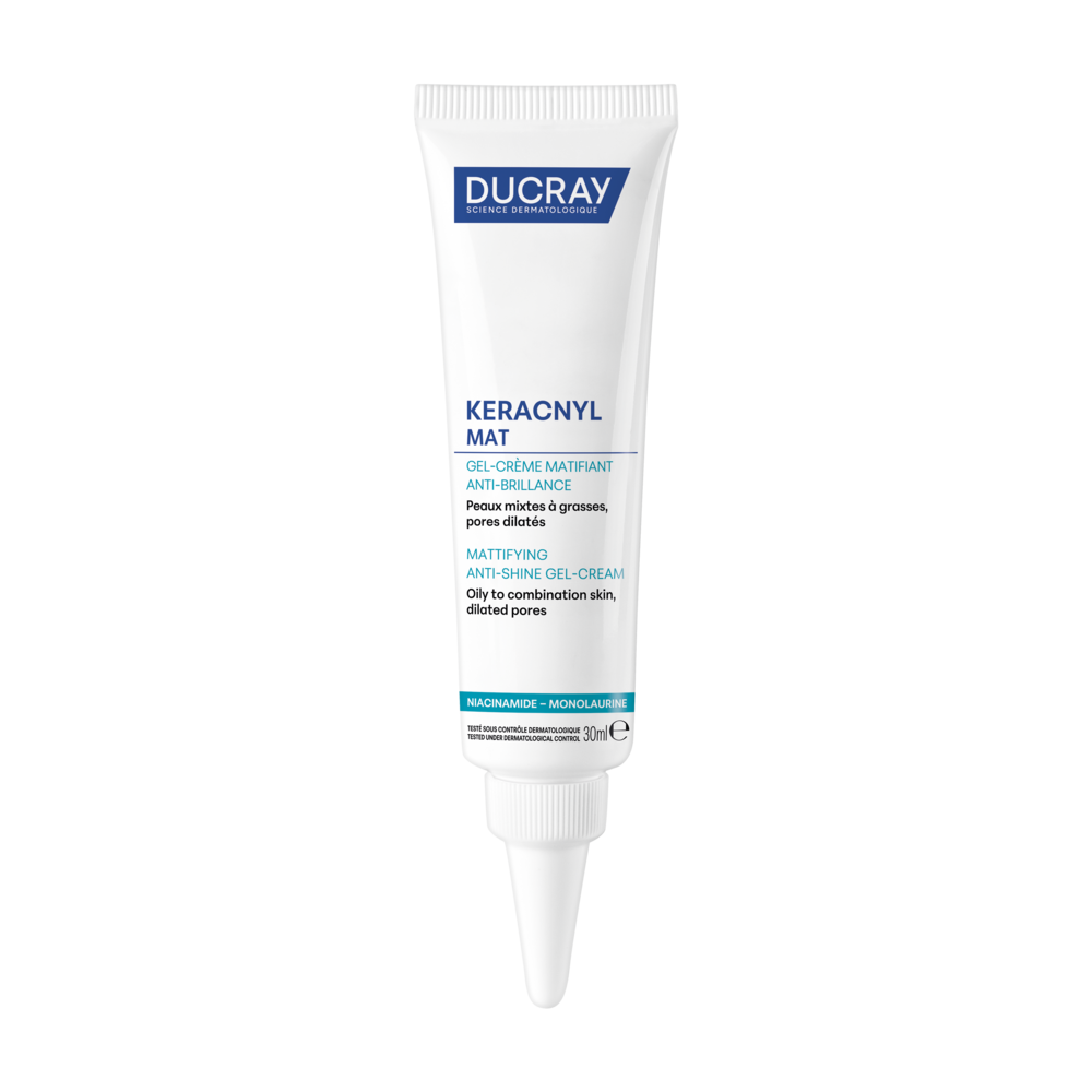 Ducray Keracnyl Mat Gel-Crème Matterend, Anti-glimmende huid , Niacinamide & Monolaurine, Gemengde tot vette huid 30 ml