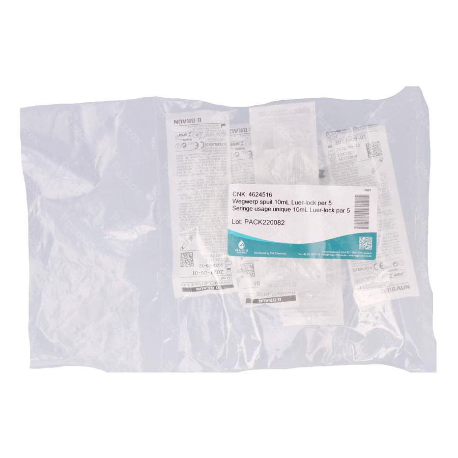 Wegwerp Spuit 10ml Luer-lock 5 Magis