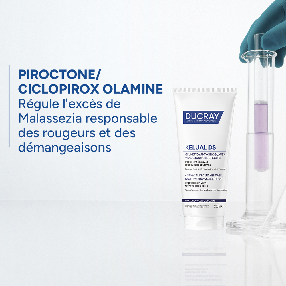 Ducray Kelual DS Gel Nettoyant anti-squames, Peau irritée avec rougeurs et squames 200ml