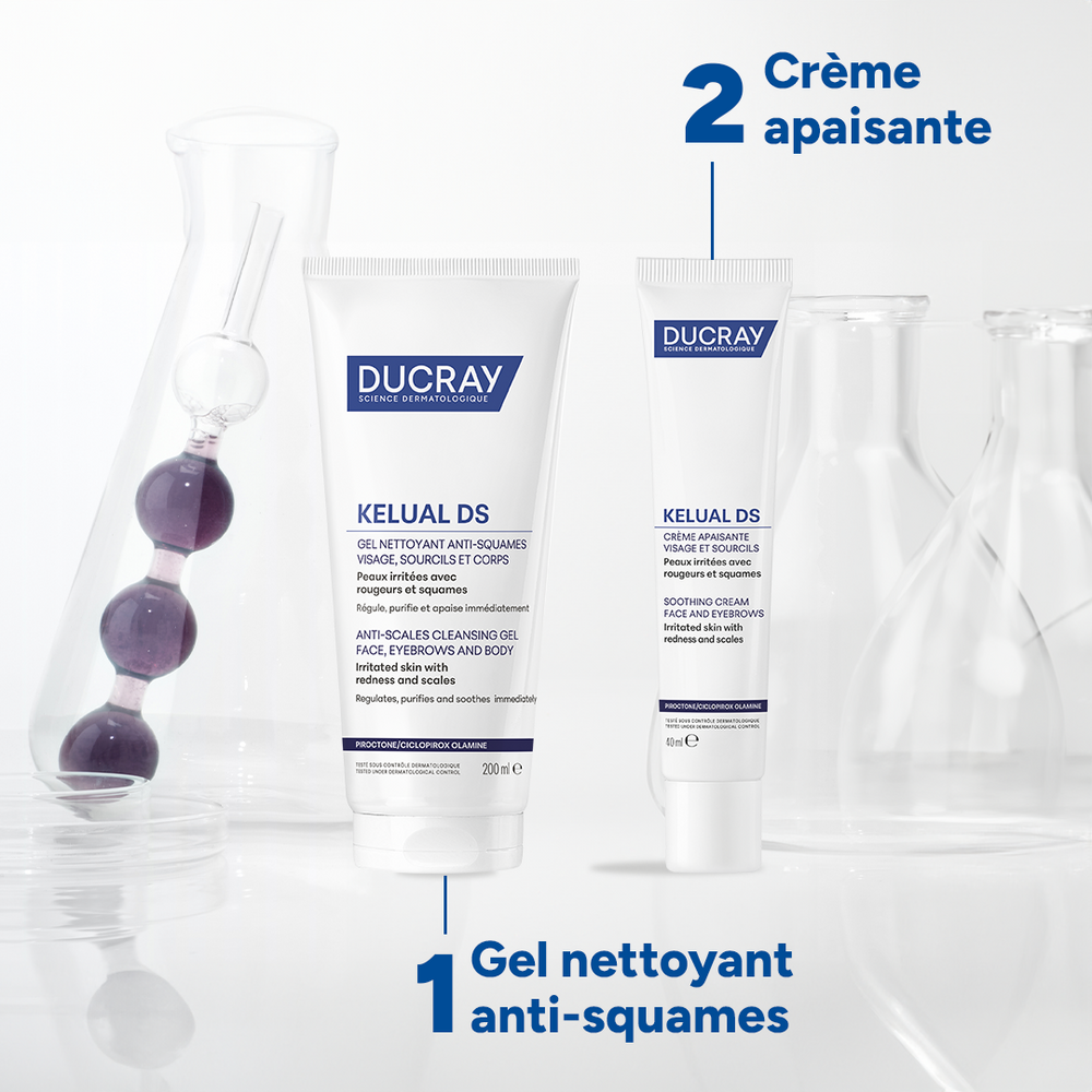 Ducray Kelual DS Gel Nettoyant anti-squames, Peau irritée avec rougeurs et squames 200ml