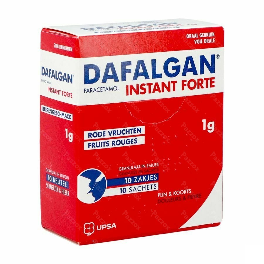 Dafalgan Instant Forte Rode Vruchten 1g 10 Zakjes