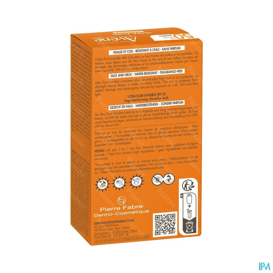 Avène Onzichtbare Zonnefluide SPF50+ 50ml