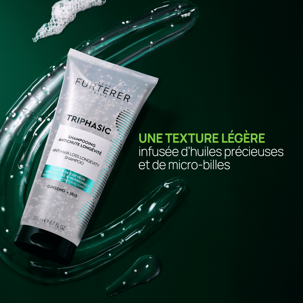 René Furterer Triphasic Shampooing Antichute Longévité, chute de cheveux héréditaire & hormonale 200ml
