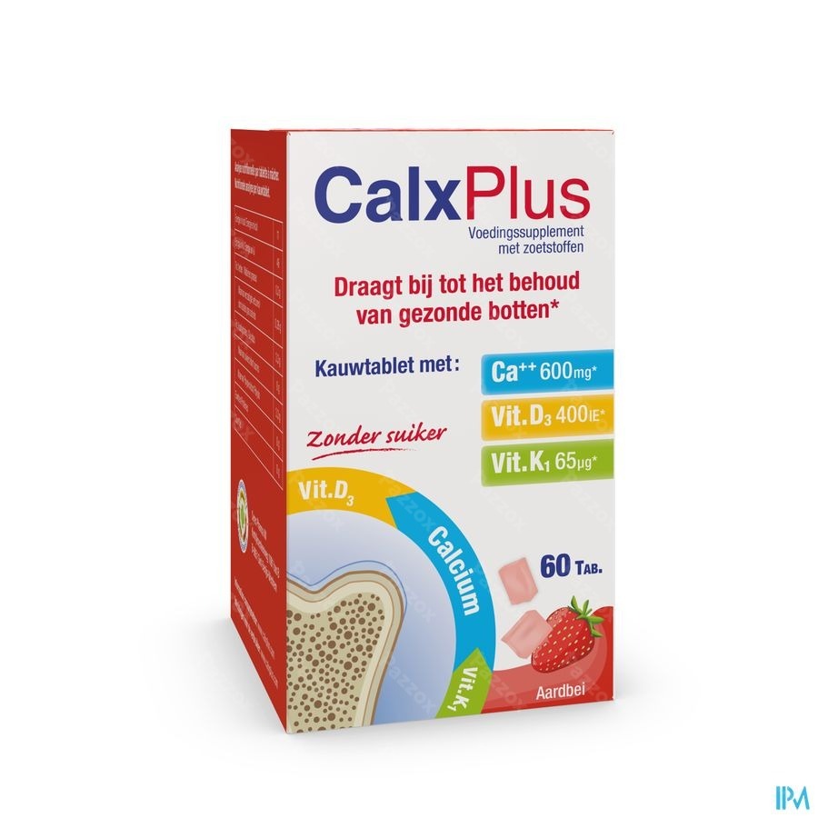 CalxPlus Aardbei 60 Kauwtabletten