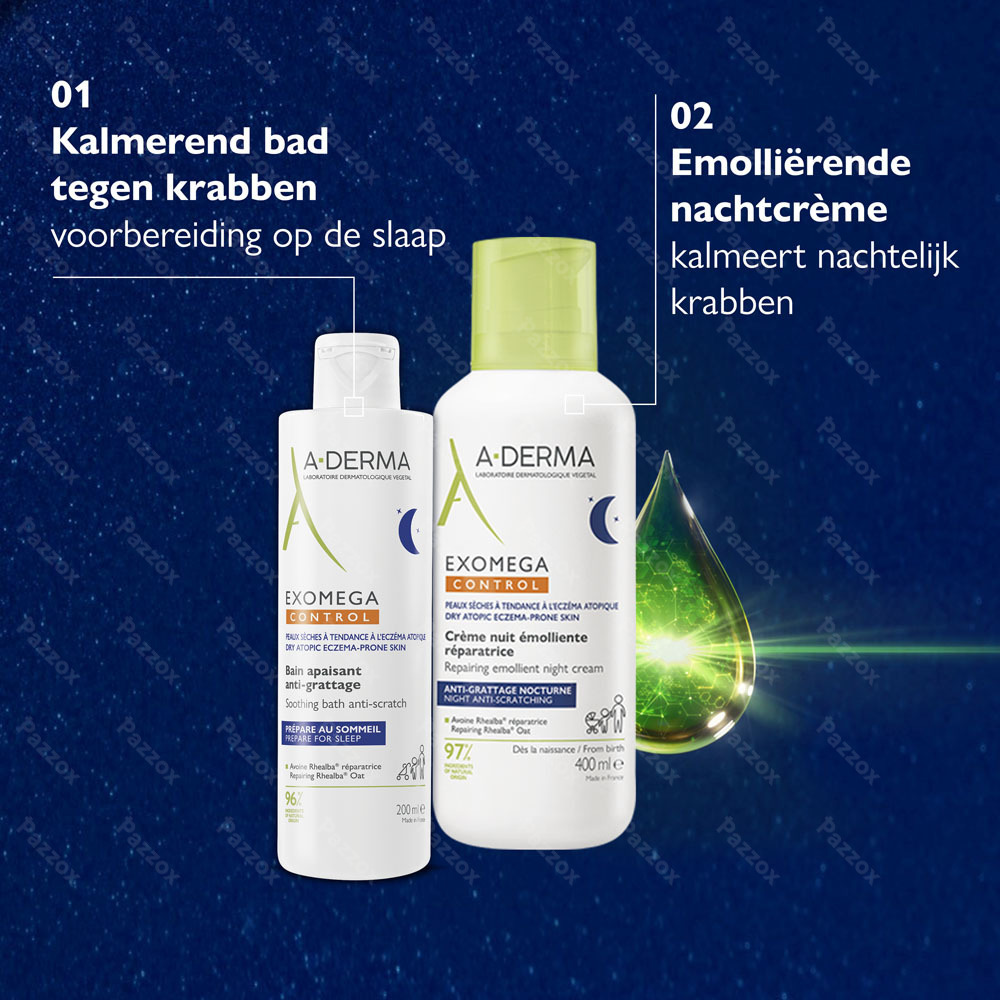 A-Derma ExoMega Control Herstellende Emolliërende Nachtcrème Anti-Jeuk 400ml