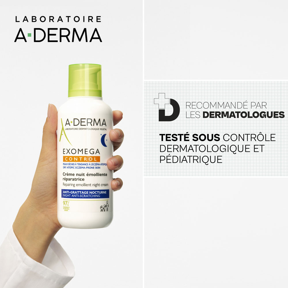 A-Derma ExoMega Control Crème Nuit Emollient Reparatrice 200ml