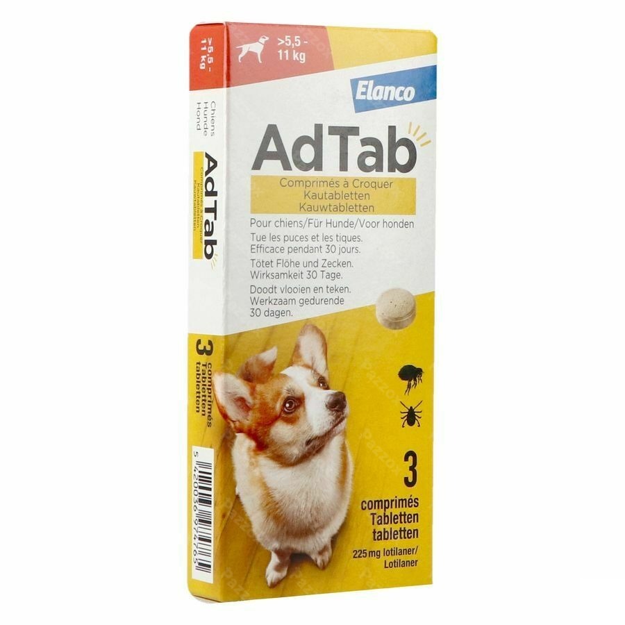 Adtab 225mg Hond >5,5kg-11kg Kauwtabl 3
