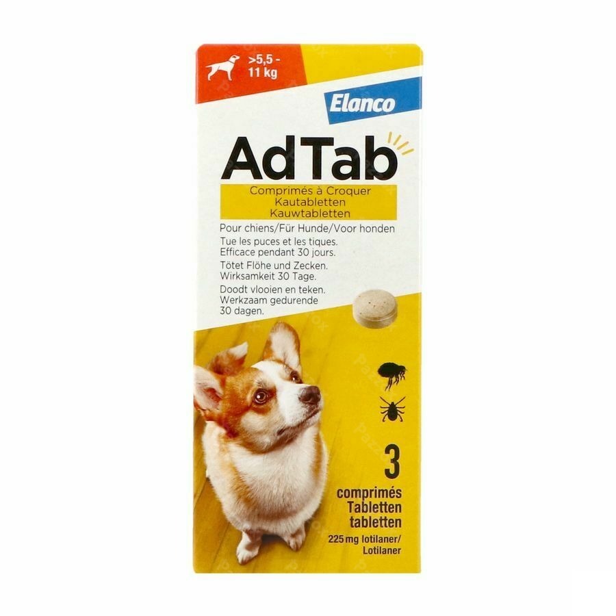 Adtab 225mg Hond >5,5kg-11kg Kauwtabl 3
