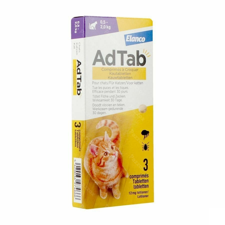 Adtab 12mg Kat >0,5kg-2kg Kauwtabl 3