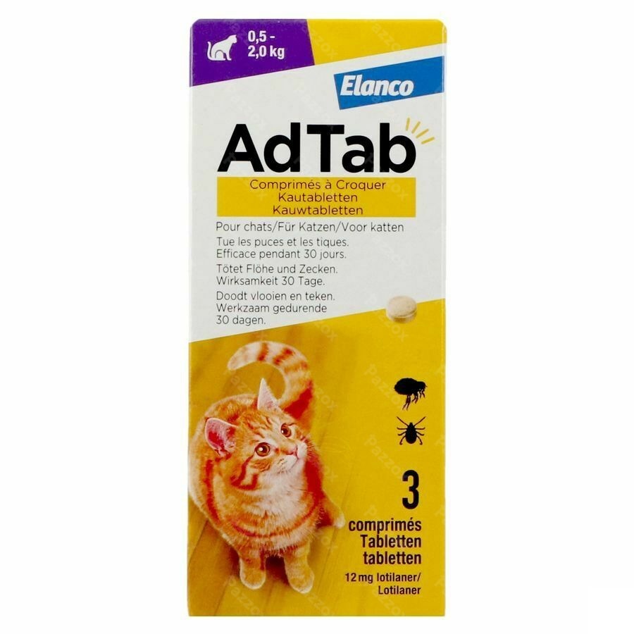 Adtab 12mg Kat >0,5kg-2kg Kauwtabl 3