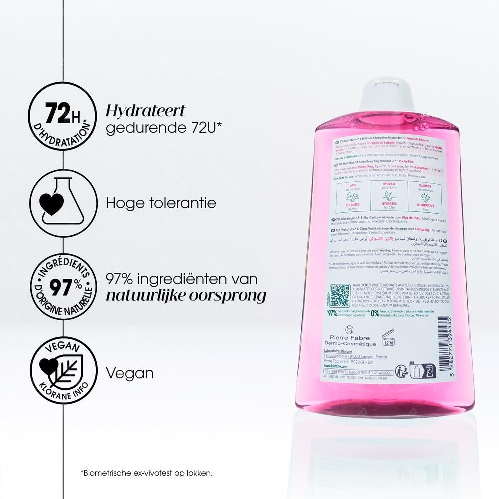 Klorane Hydratatie & Glans Dorstlessende shampoo met Cactusvijg 200 ml