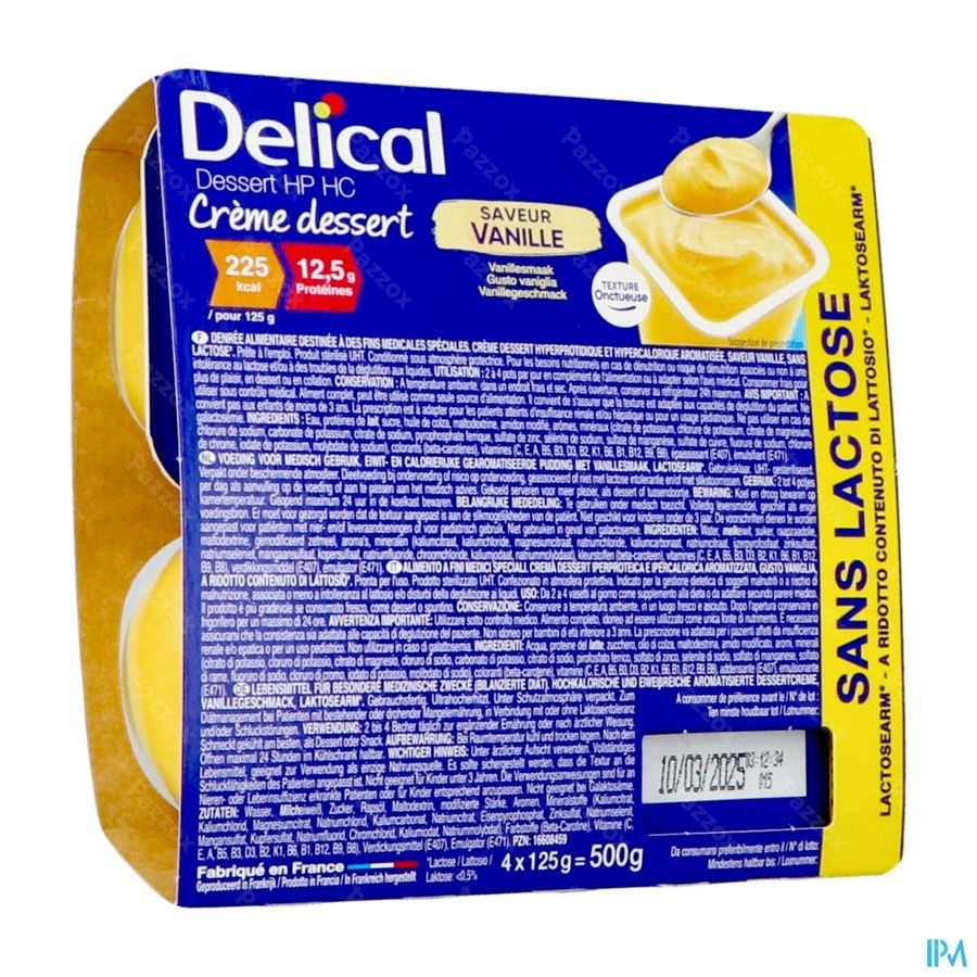 Delical Creme Dessert Hp-hc Z/lact.vanil 4x125g Nf