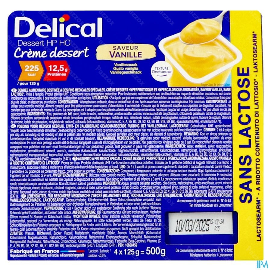 Delical Creme Dessert Hp-hc Z/lact.vanil 4x125g Nf