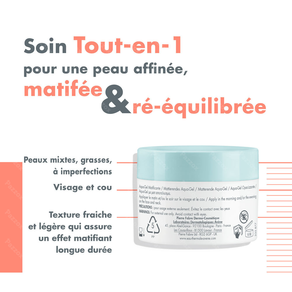 Avène Cleanance Aqua-Gel matifiant, Peau mixte à grasse 50ml
