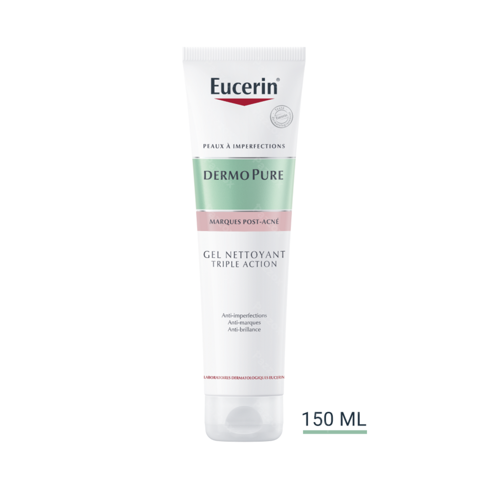 Eucerin DermoPure Gel Nettoyant Triple Action Marques Post-Acné Peau à Imperfections 150ml