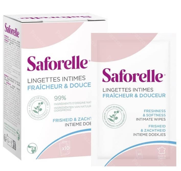 Saforelle Lingettes Intimes Fraîcheur & Douceur 10 Lingettes