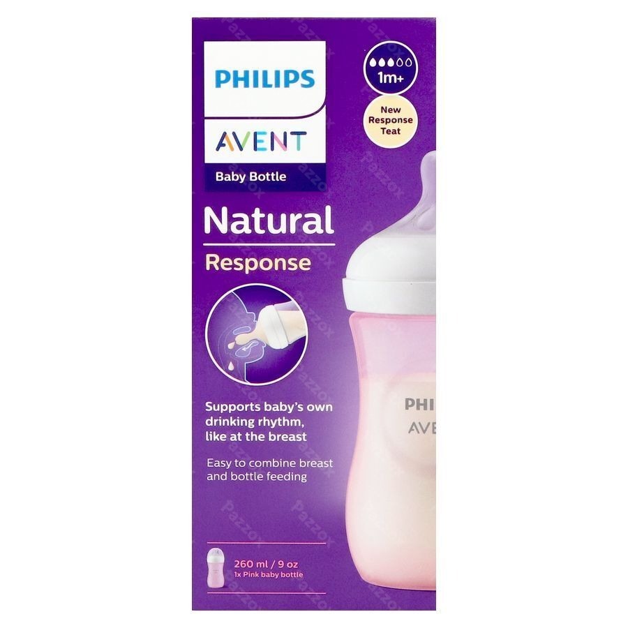 Avent Natural Response 3.0 Biberon 260 ml Rose