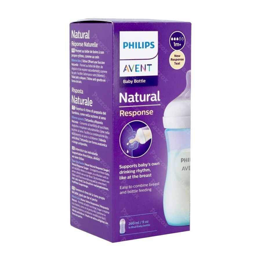 Avent Natural Response 3.0 Biberon 260 ml Bleu - Pazzox