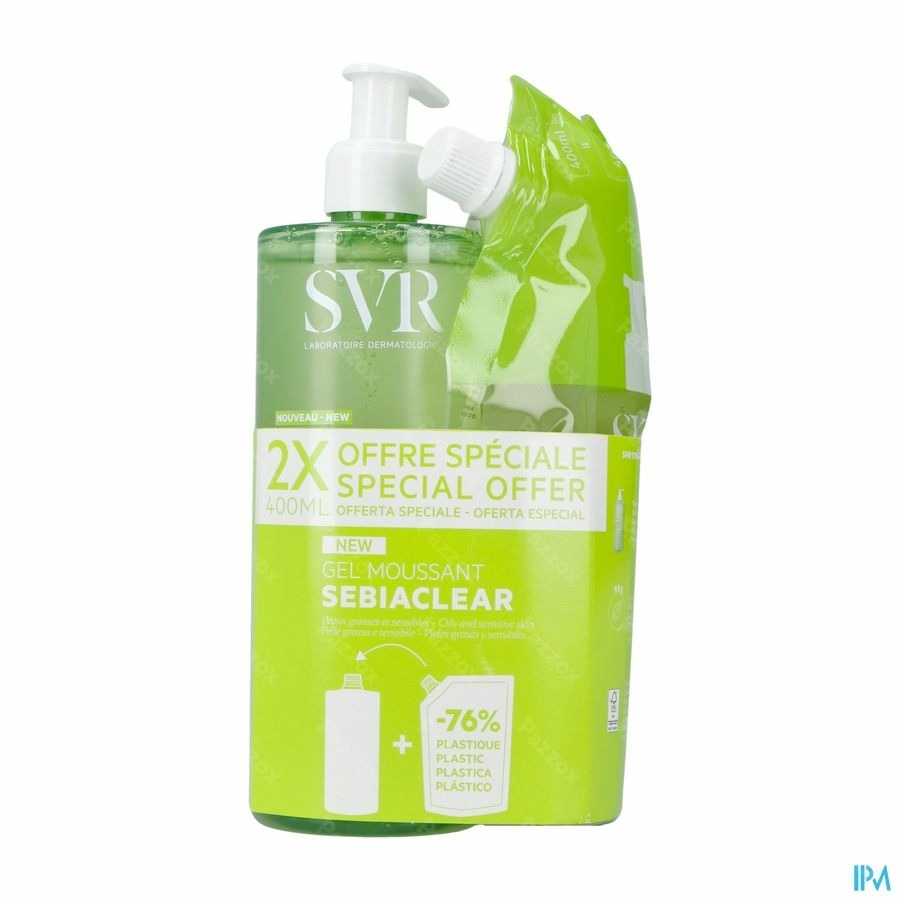 SVR Sebiaclear Schuimende Reinigingsgel 400ml + Navulling 400ml