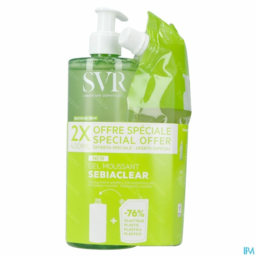 SVR Sebiaclear Schuimende Reinigingsgel 400ml + Navulling 400ml
